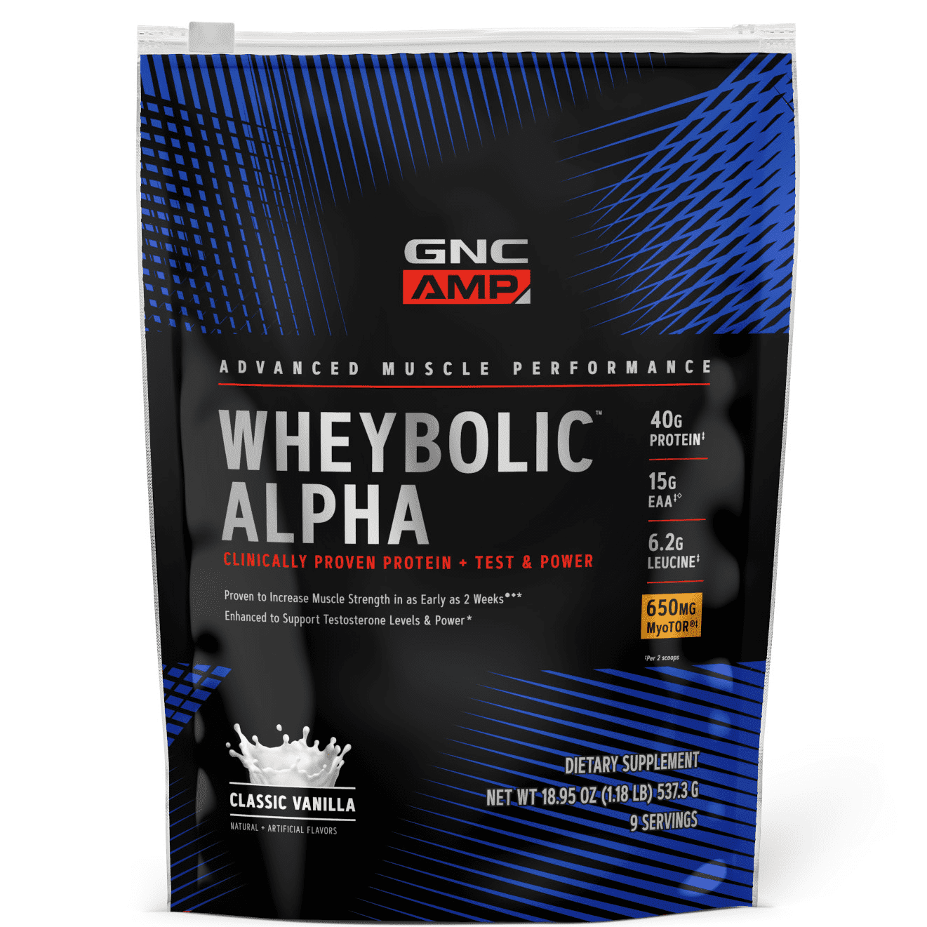 GNC AMP™ Wheybolic™ Alpha Protein Powder, Classic Vanilla, 1.18 lb, 40g
